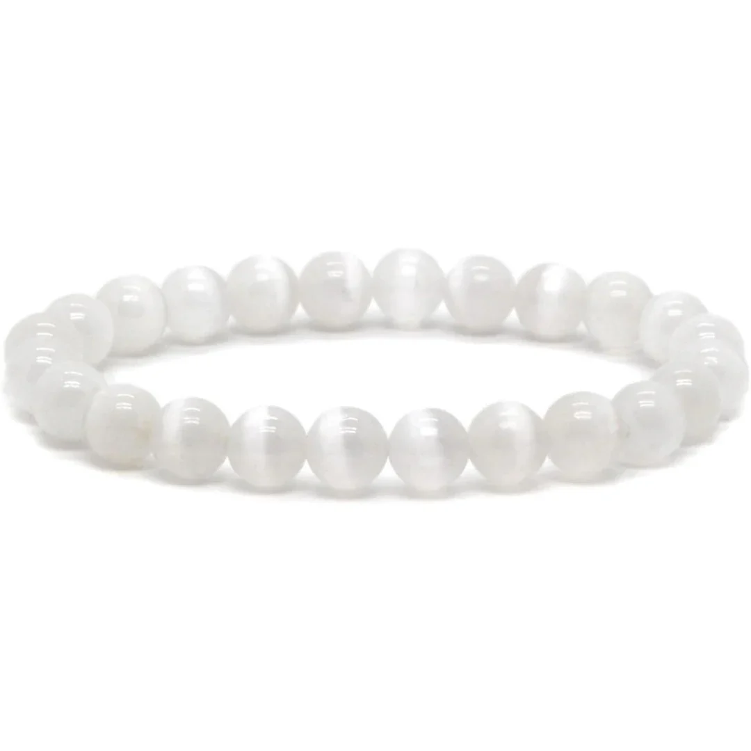 Natural Cat Eye White Selenite Bracelet