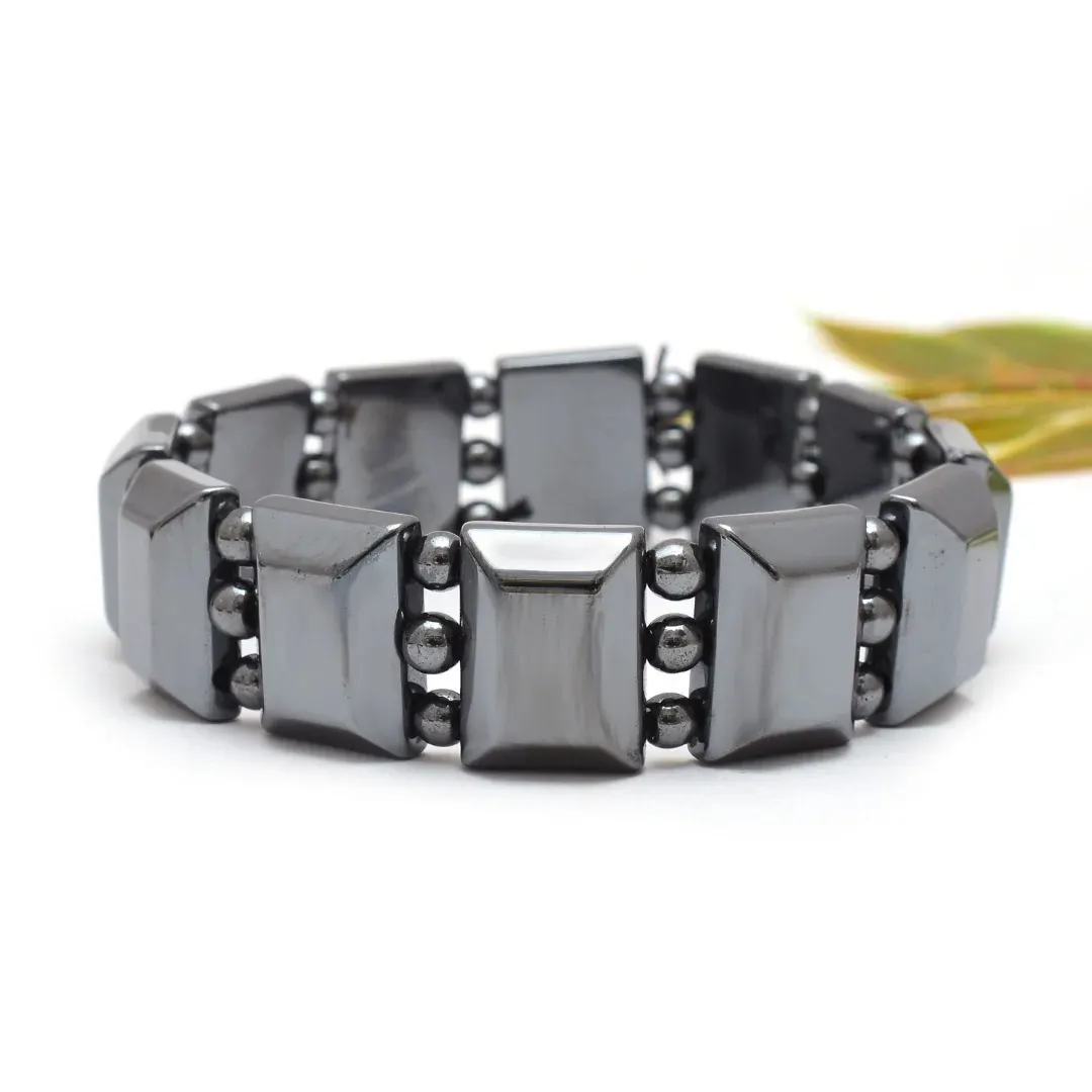Chunky Rectangular Hematite Bracelet – Grounding Stone Jewelry for Men & Women