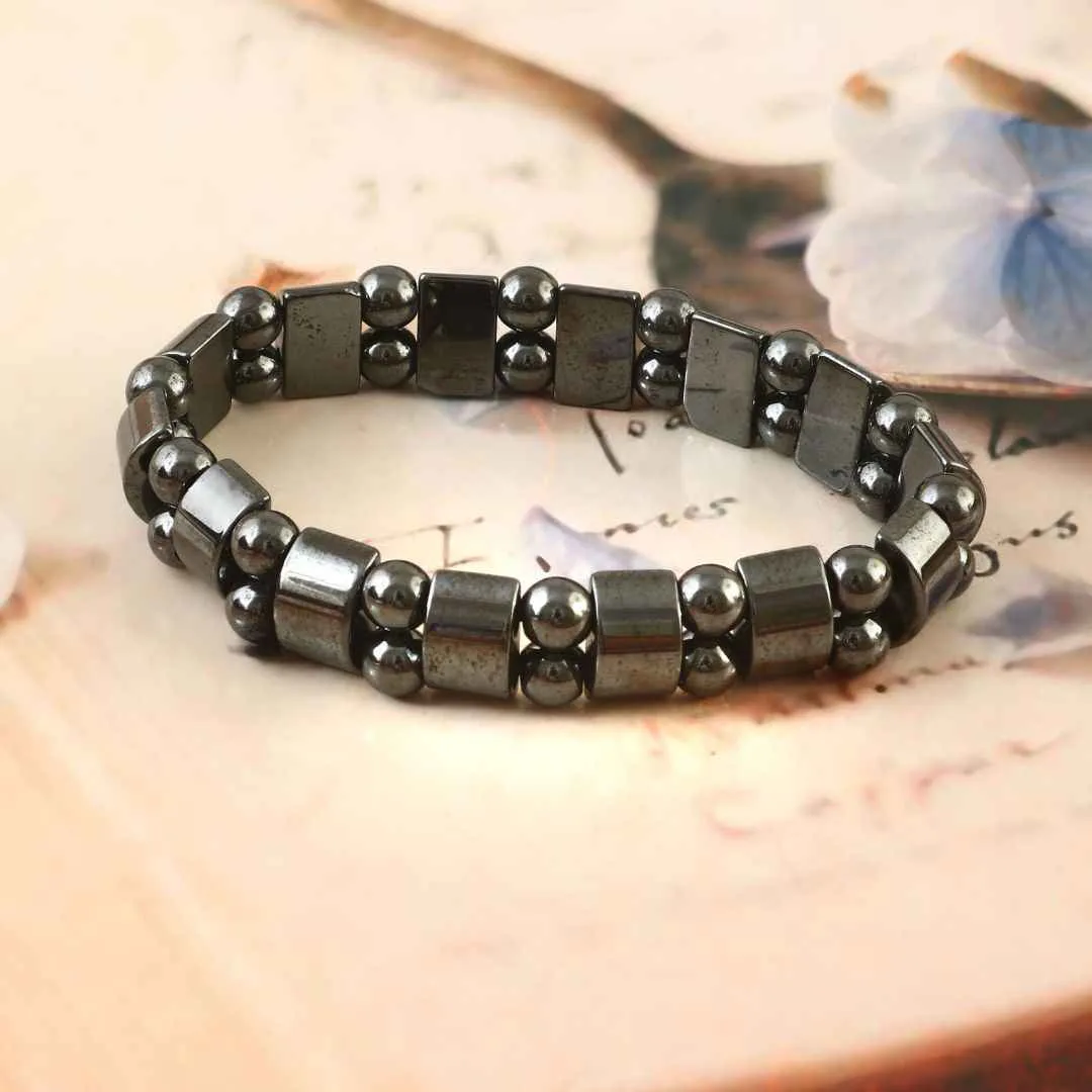 Double Layer Natural Hematite Bracelet – Magnetic Look Healing Stone for Men & Women - Image 3